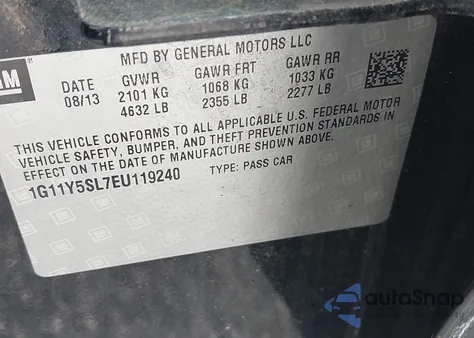 2014 Chevrolet Impala 1Ls from USA, damaged, VIN 1G11Y5SL7EU119240